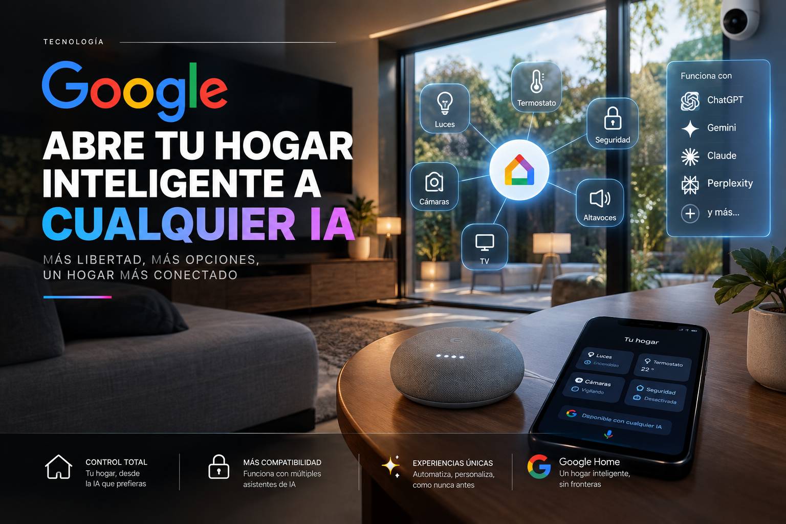 Google abre tu hogar inteligente a cualquier IA