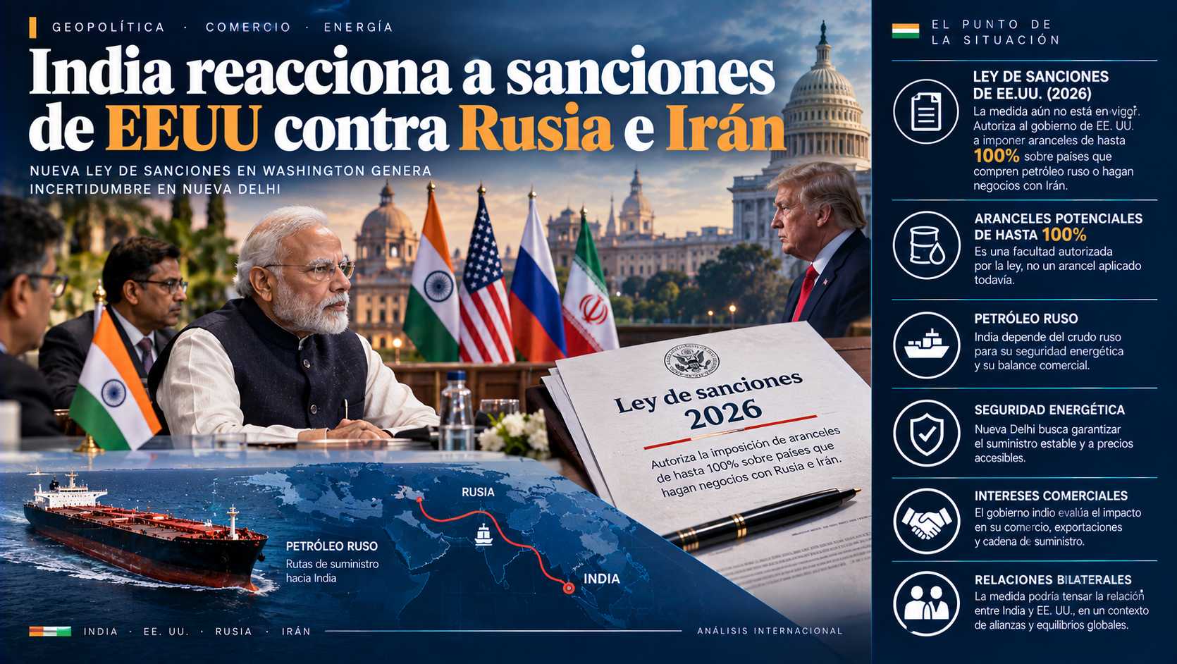 India reacciona a sanciones de EEUU contra Rusia e Irán