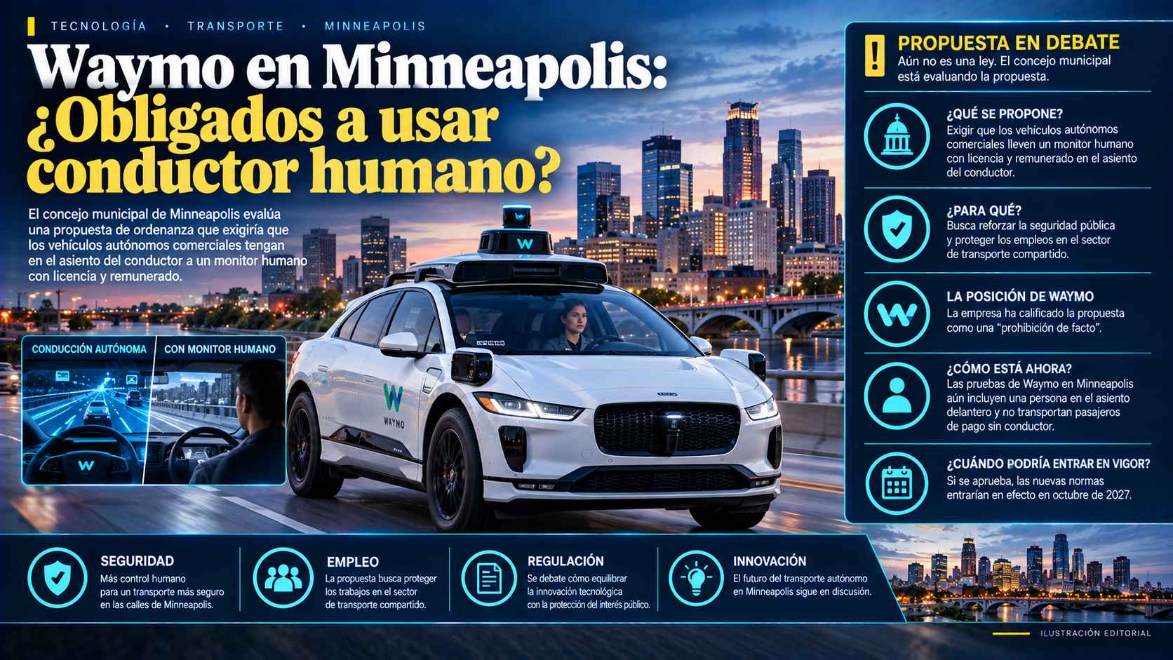 Waymo en Minneapolis: ¿Obligados a usar conductor humano?
