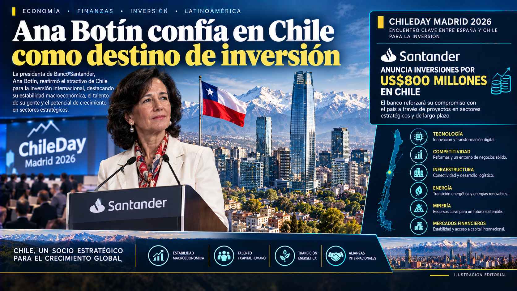 Ana Botín confía en Chile como destino de inversión