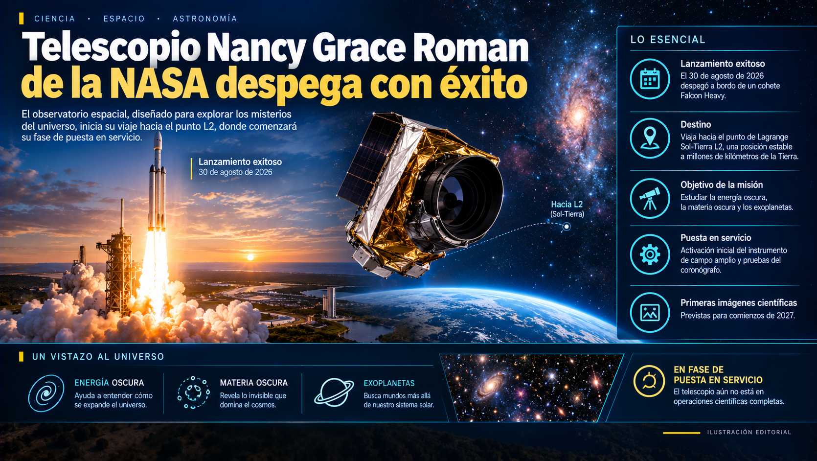 Telescopio Nancy Grace Roman de la NASA despega con éxito