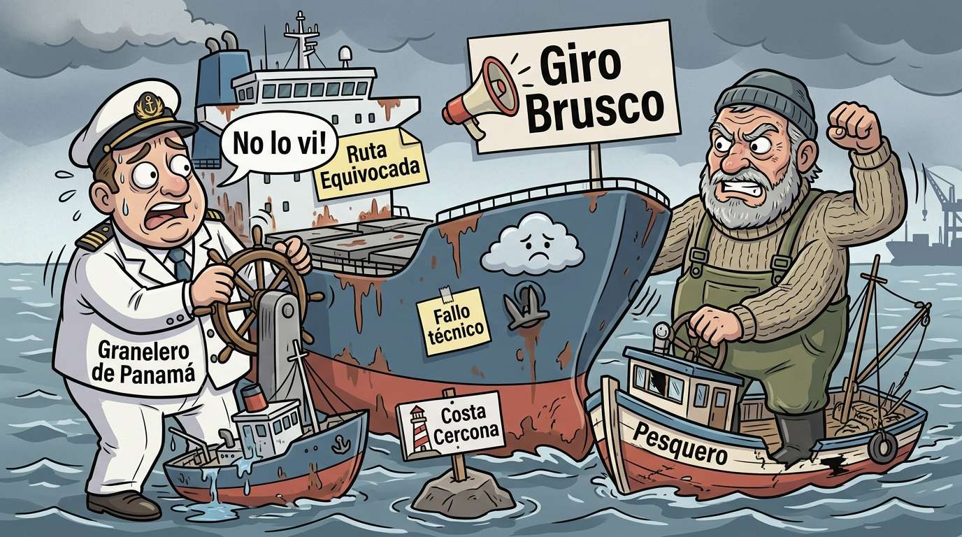 Colisión marítima: Granelero de Panamá choca con pesquero