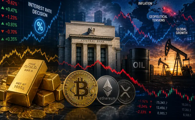 الأسواق العالمية تترقب قرارات الفائدة.. والذهب والعملات الرقمية تحت ضغط التقلبات
