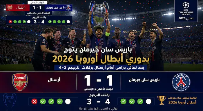باريس سان جيرمان يتوج بدوري أبطال أوروبا 2026 بعد 
