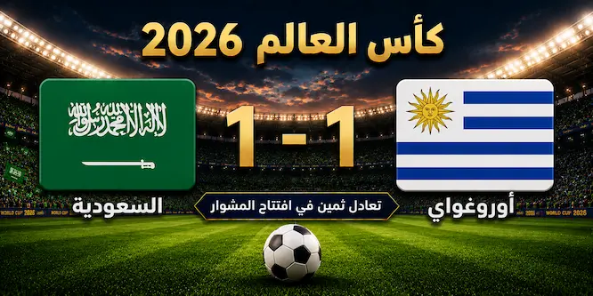 صورة مقال السعودية تتعادل مع أوروغواي في كأس العالم 2026