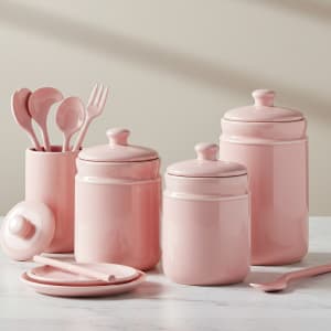 Pink Ceramic Canisters 4-Piece Set
