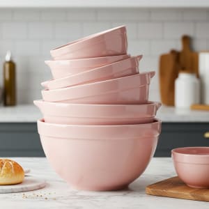 Pink Ceramic Mixing Bowls Nesting Set