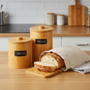Bamboo Canister Set 3-Piece with Labels