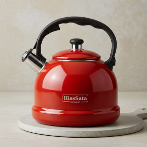 Red Enamel Whistling Tea Kettle - 2.5 Qt