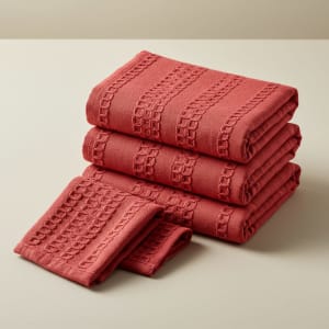 Red Cotton Kitchen Towels - Set of 6