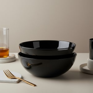 Black Glass Serving Bowl Set - Set of 2