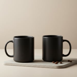 Matte Black Coffee Mugs - Set of 4