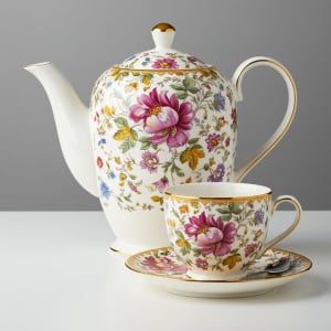 Dunoon Fine China Floral Teapot