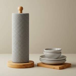 Dove Grey Bamboo Kitchen Towel Holder