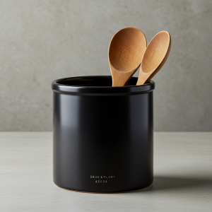 Red Ceramic Utensil Holder Crock