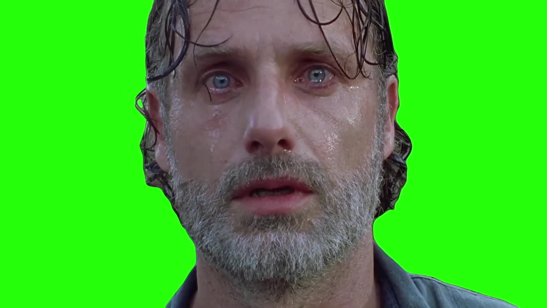 Rick Grimes Crying Green Screen Meme Template - funny Web Series meme