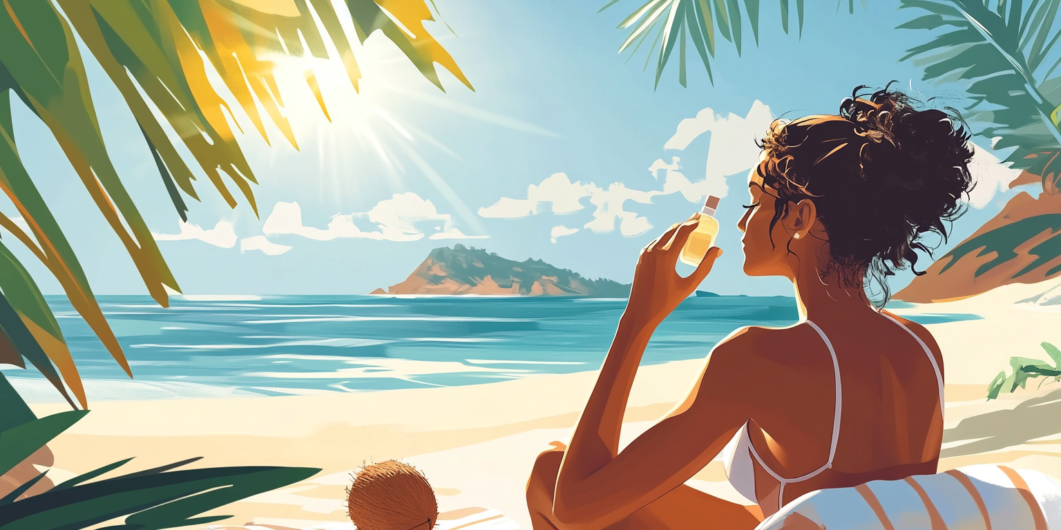 Illustration 2 monoï et crème solaire