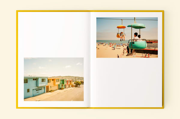 colorful homes and boardwalk rides in sanny franny, cali