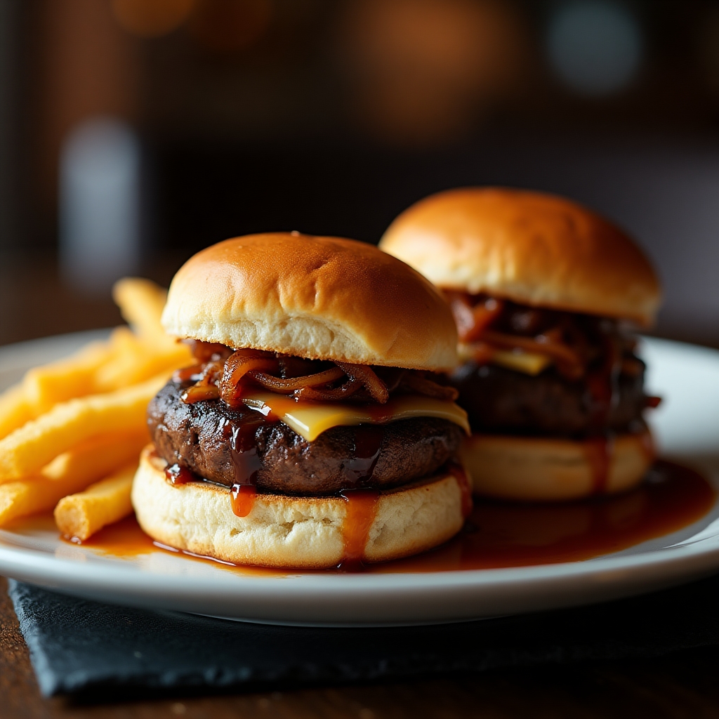 Hoisin Glazed Beef Sliders Trio presentation