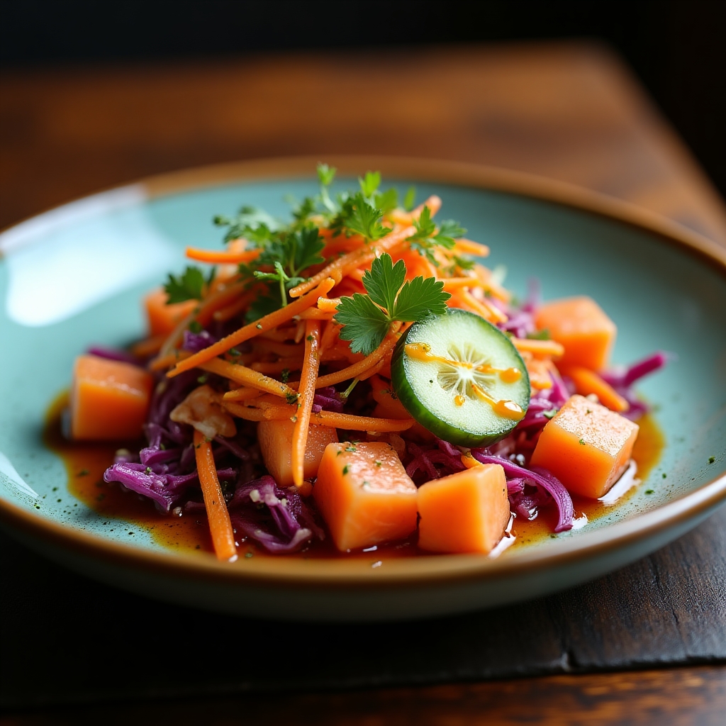 Chili-Lime Sockeye Poke Salad presentation