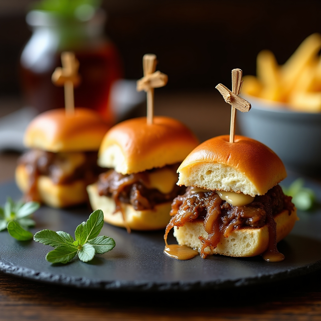 Prime Beef Dip Sliders Trio presentation