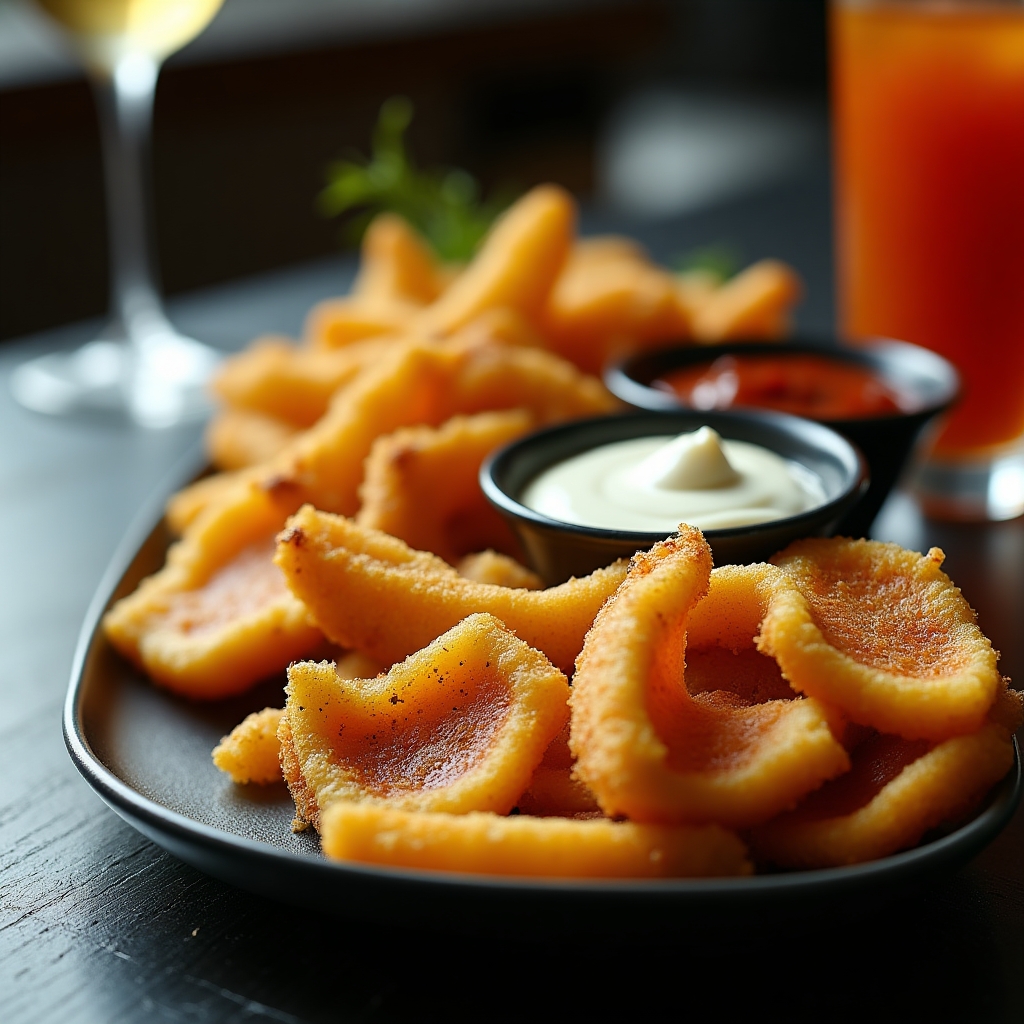 Crispy Blue Cheese & Yam Fry Flight presentation