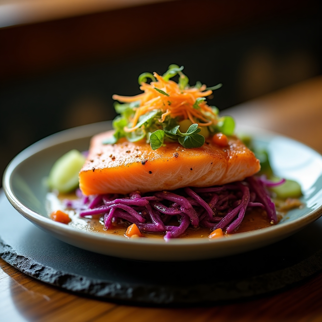 Chili-Lime Sockeye Poke Salad presentation