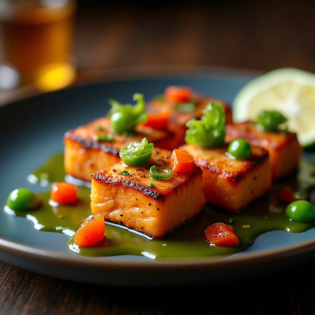 Chili-Lime Sockeye Skewers presentation