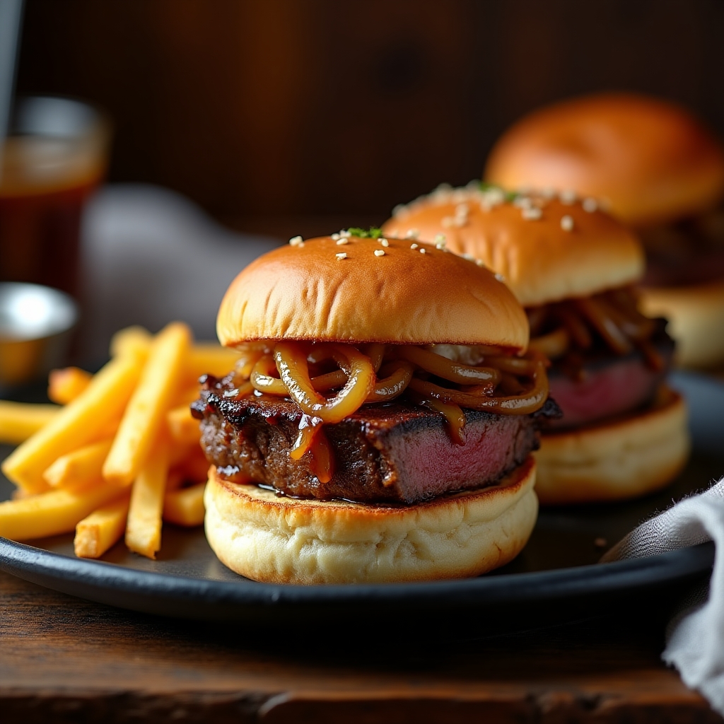 Hoisin-Glazed Prime Dip Sliders presentation