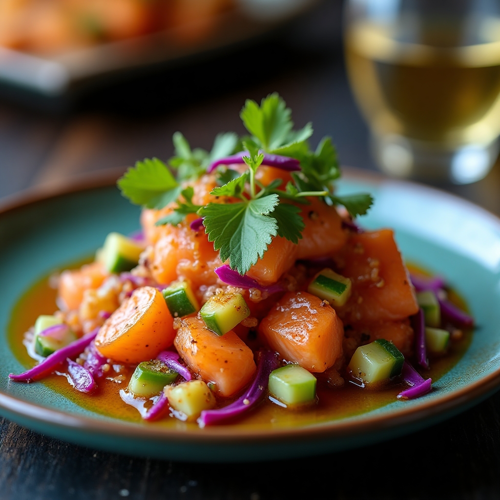 Chili-Lime Sockeye Ceviche presentation