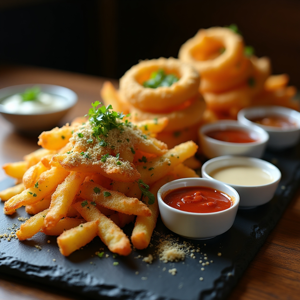 Trio Fry Flight with Trio Dips presentation