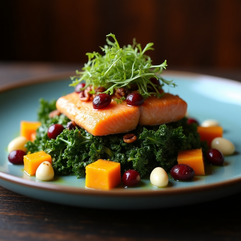 Smoked Sockeye & Butternut Salad presentation