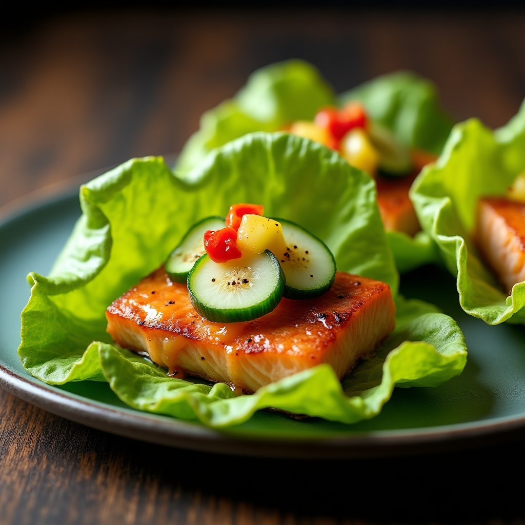 Chili-Lime Sockeye Lettuce Wraps presentation