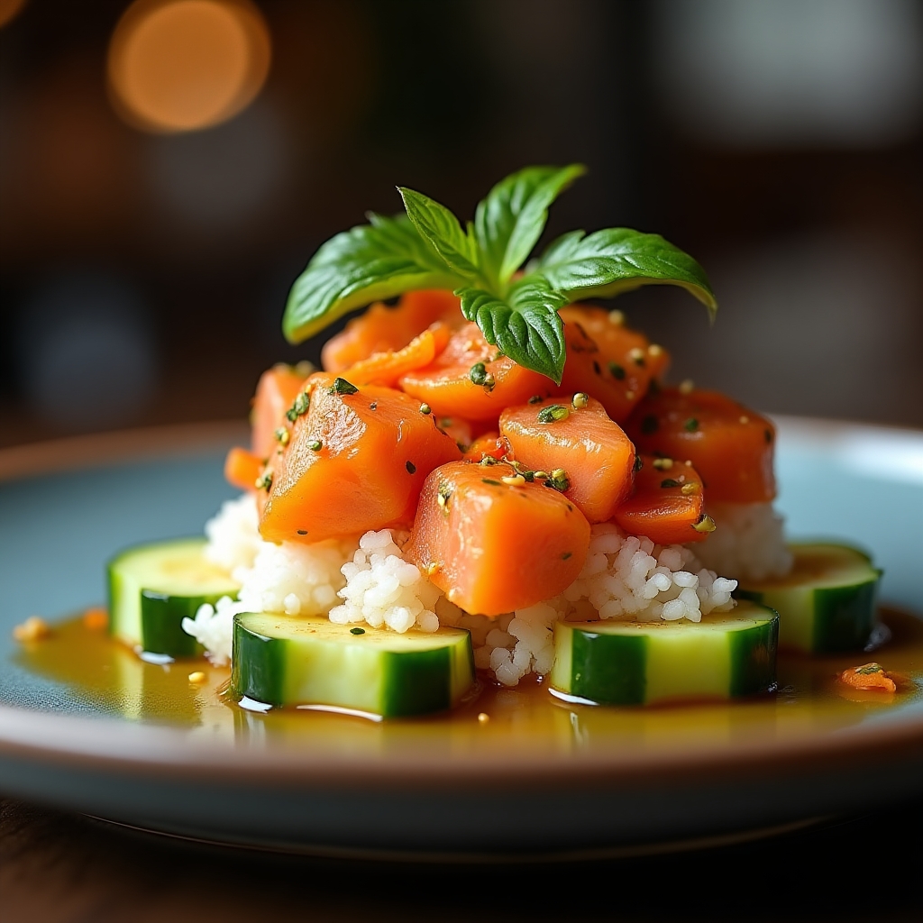 Spiced Chili-Lime Sockeye Poke presentation