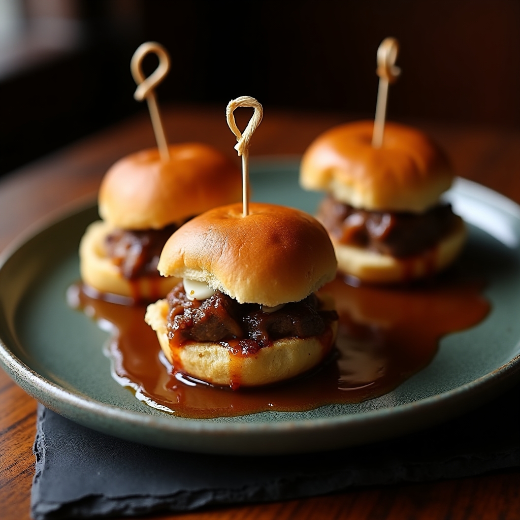 Hoisin-Glazed Beef Dip Sliders presentation