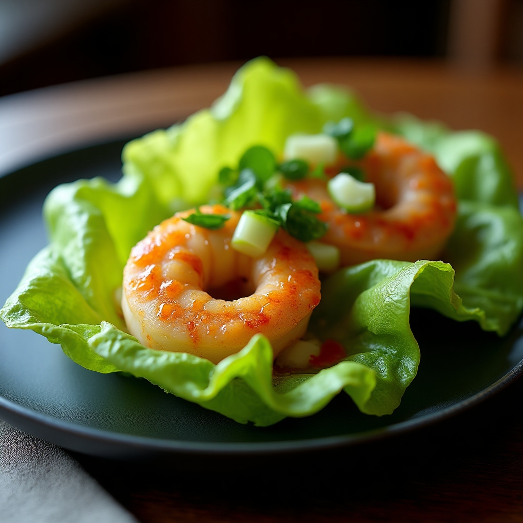 Chili-Lime Prawn Lettuce Wraps presentation