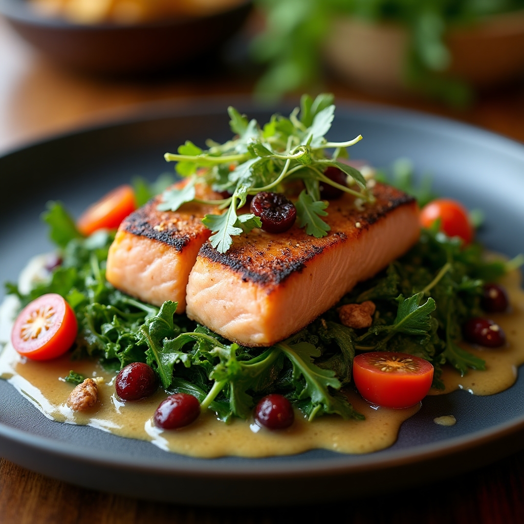Smoked Sockeye Maple Salad presentation