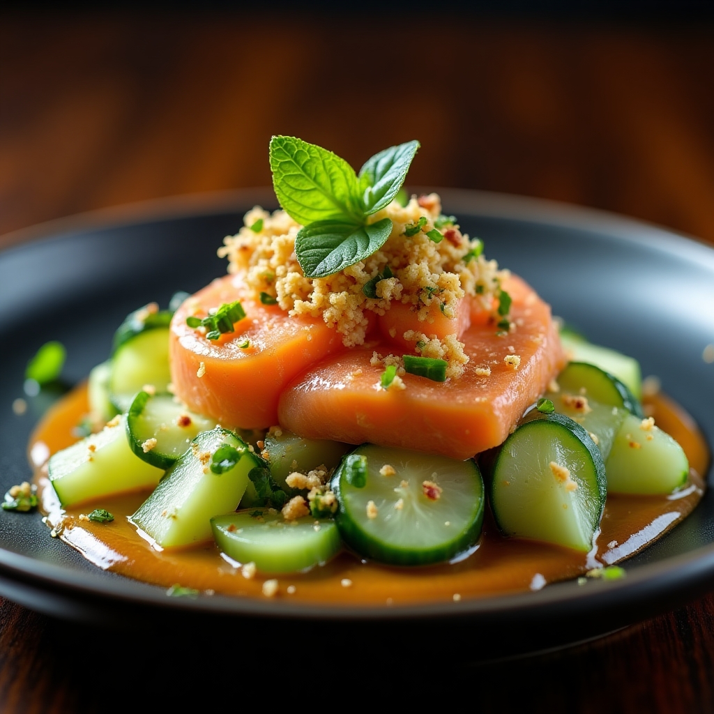 Chili-Lime Sockeye Poke Salad presentation