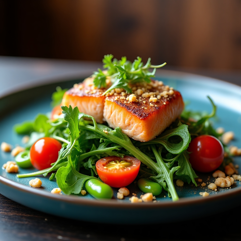 Smoked Sockeye & Arugula Salad presentation