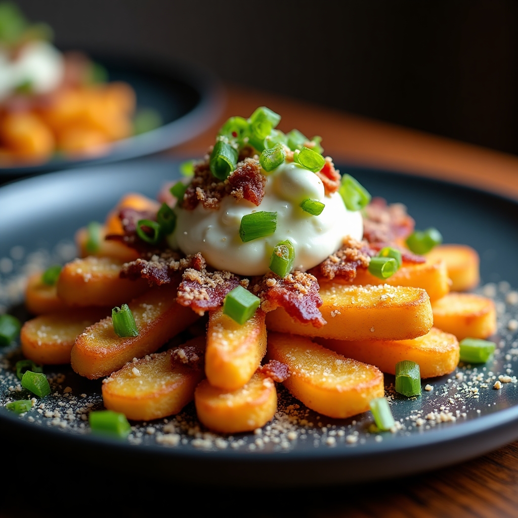 Blue Cheese & Bacon Yam Fry Trio presentation