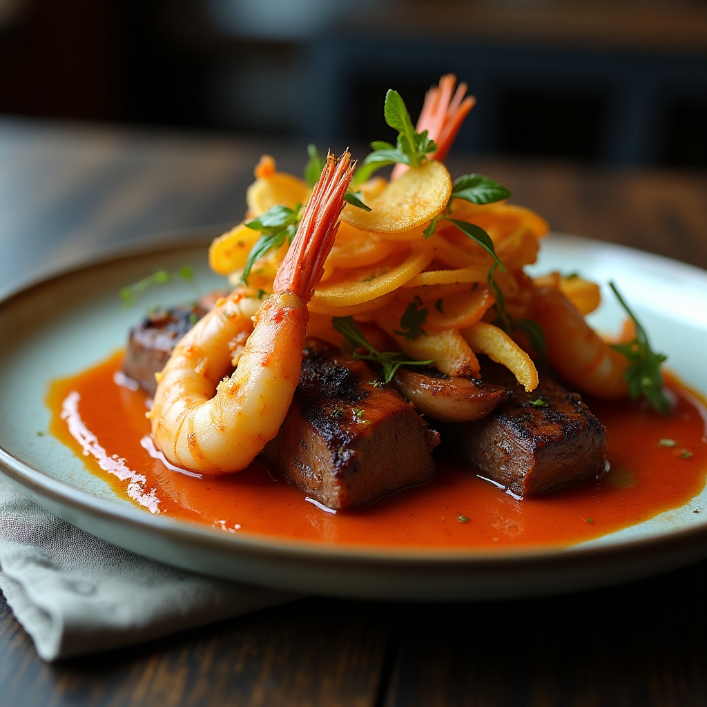 Chili-Lime Prawn & Short Rib Share Platter presentation