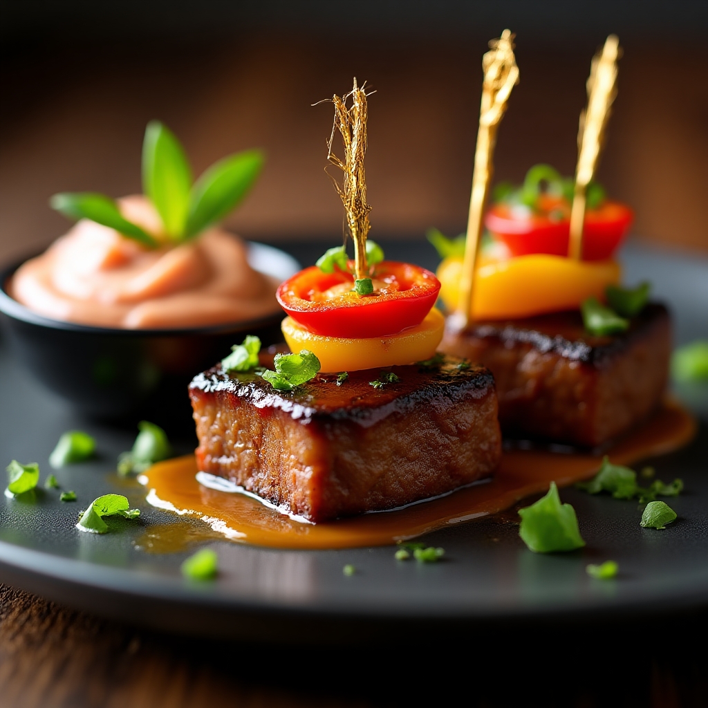 Hoisin-Glazed Filet Bite Skewers presentation