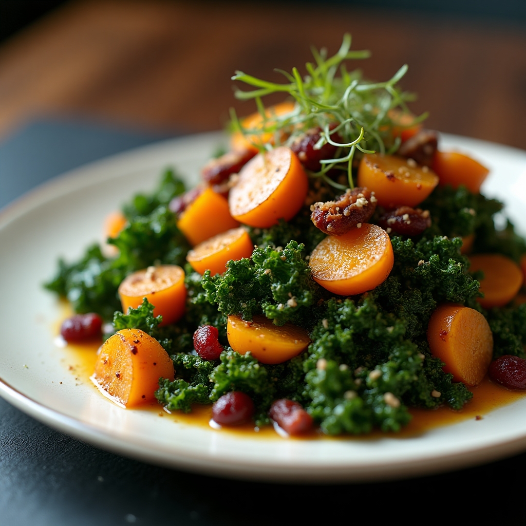Warm Roasted Butternut & Black Kale Salad presentation