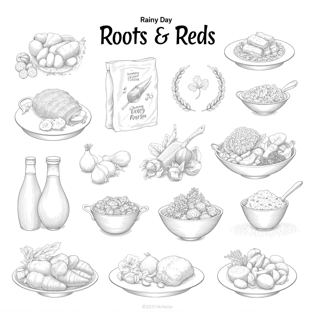 Rainy Day Roots & Reds concept sketch
