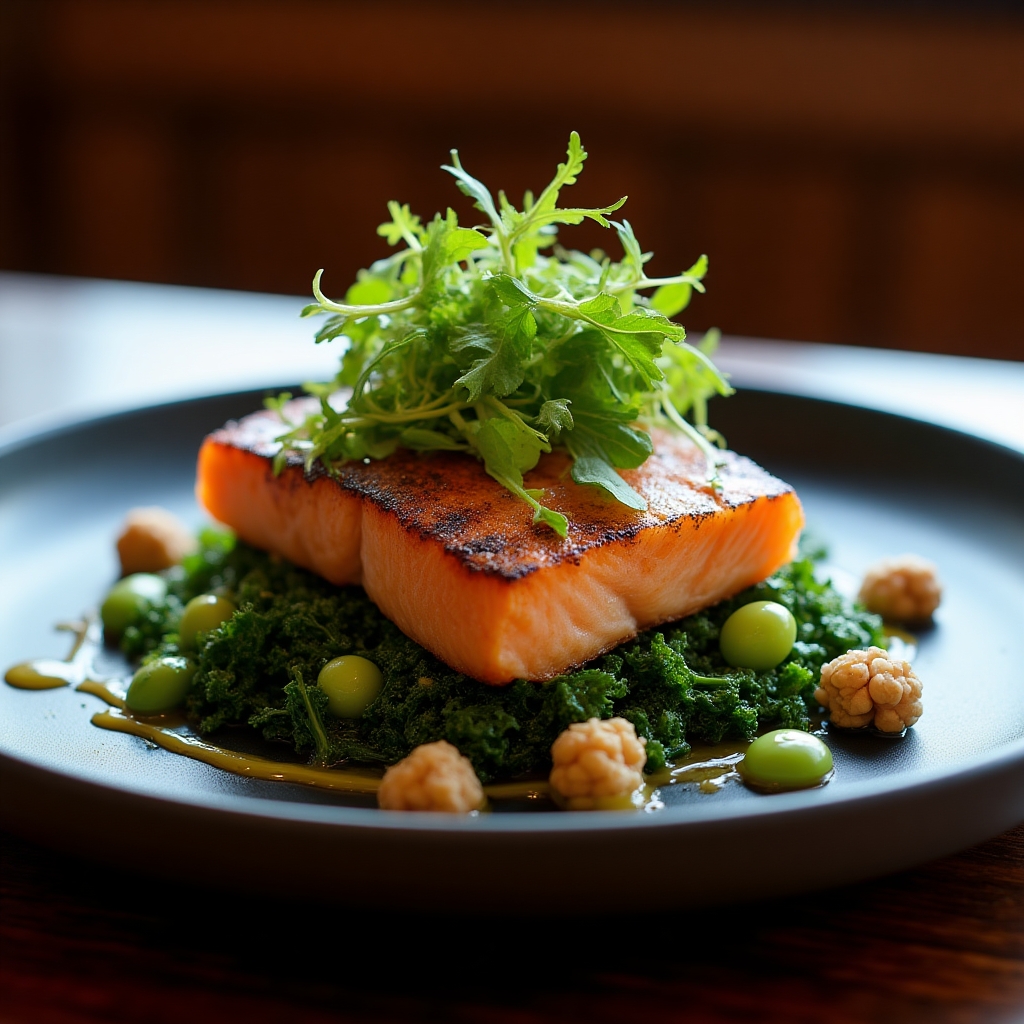 Woodsmoked Sockeye & Apple Slaw Salad presentation