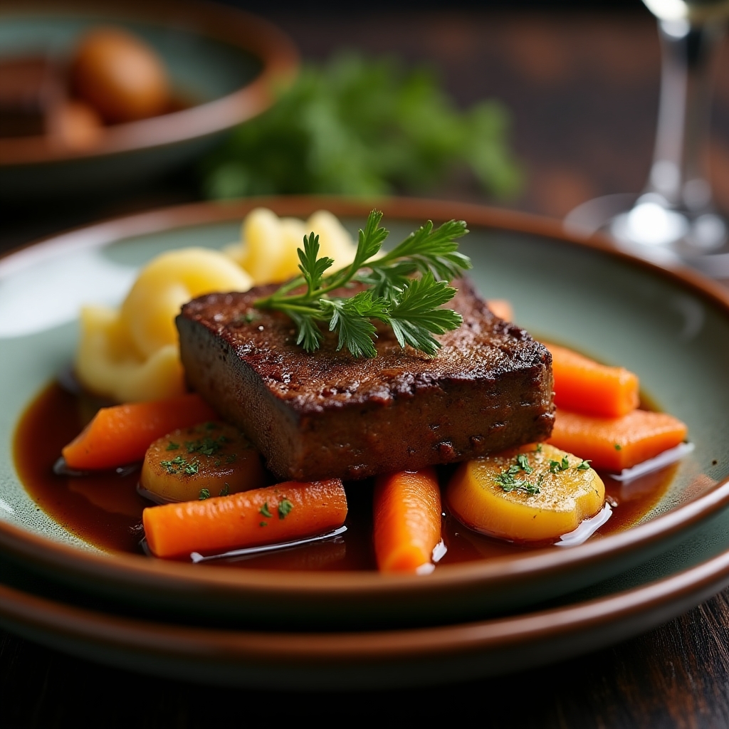 Braised Beef and Root Vegetable Stew presentation