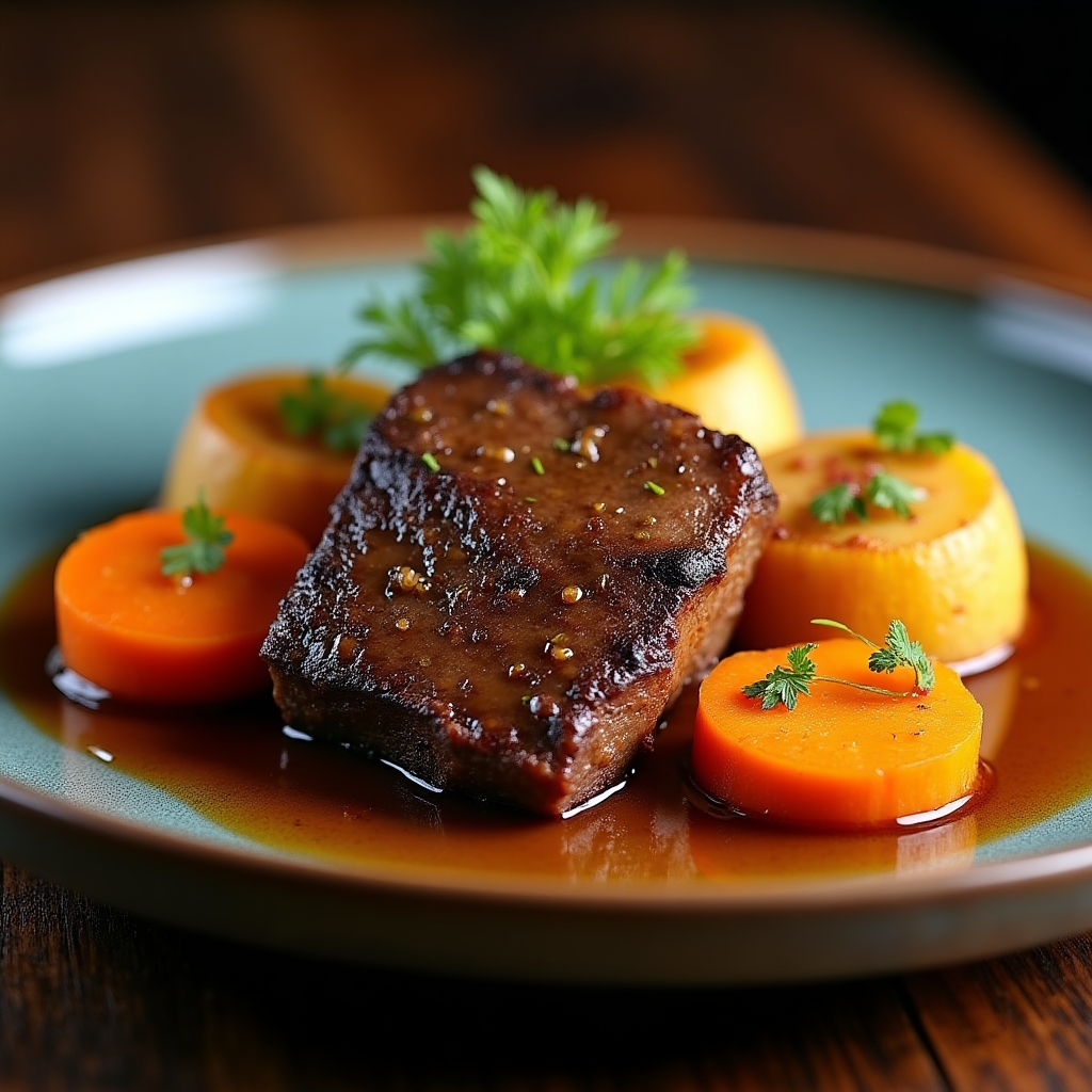 Smoky Apple-Cider Braised Short Ribs presentation