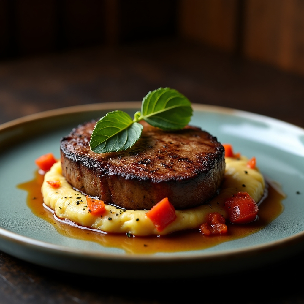 Whiskey-Smoked Tri-Tip with Charred Fingerlings presentation
