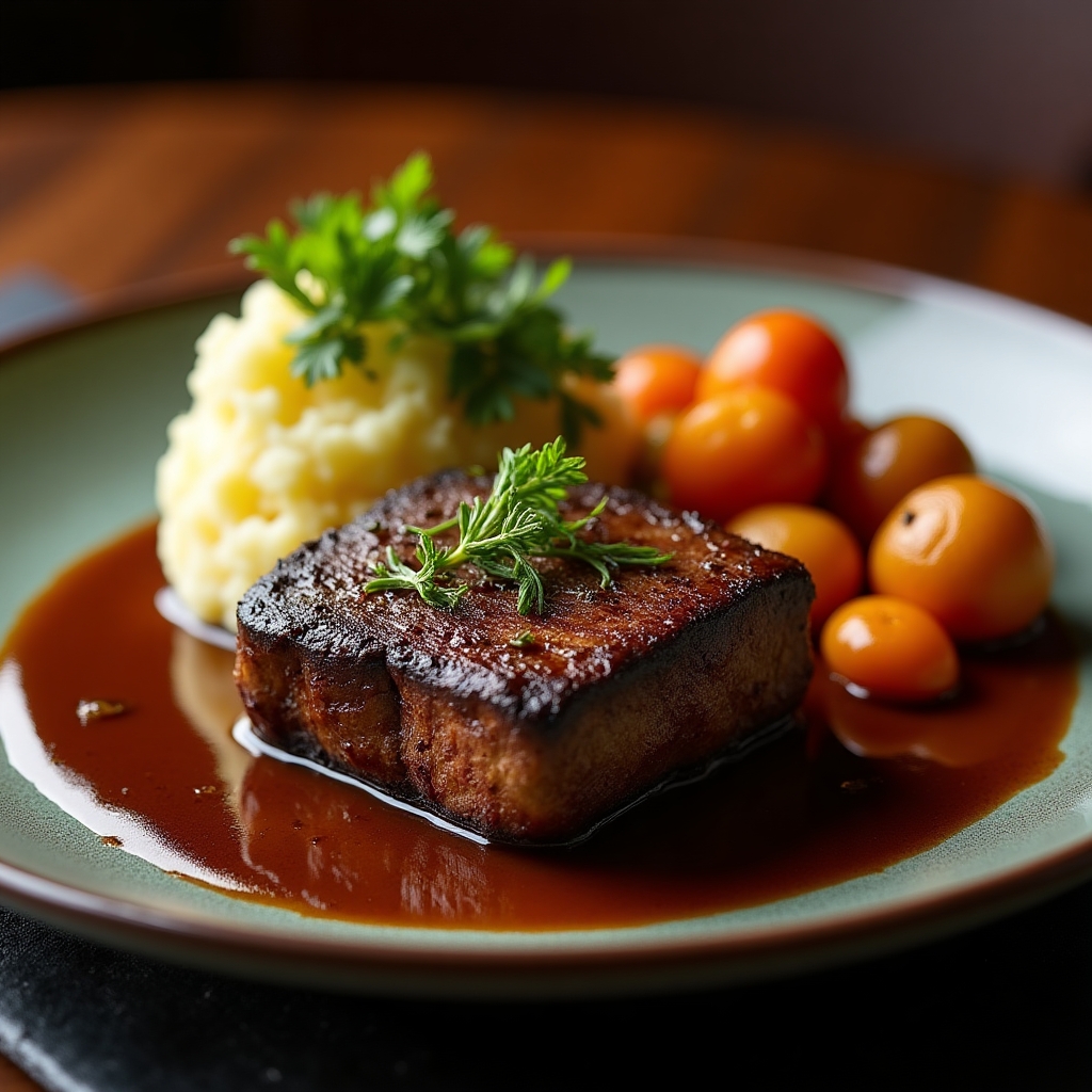 Whiskey-Braised Ribeye Roast presentation
