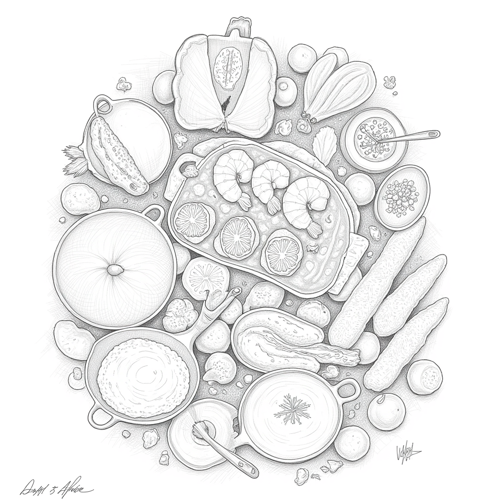 Dill & Spice Seafood Feast concept sketch